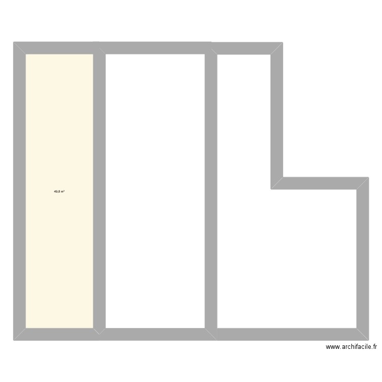 try. Plan de 1 pièce et 50 m2