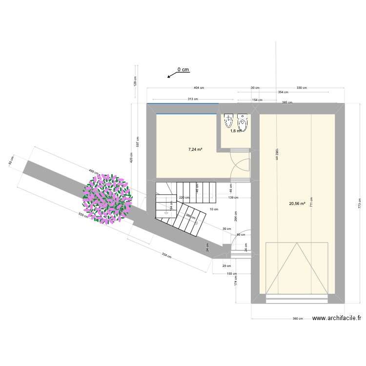 Appart 3 électricité cave garage. Plan de 3 pièces et 29 m2