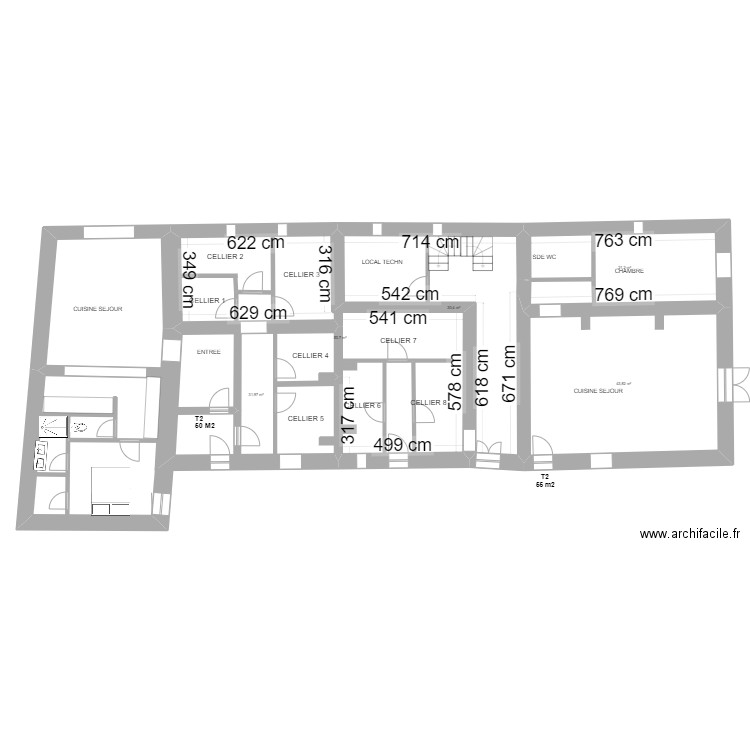 LES BRISSES PROJET  RDC. Plan de 5 pièces et 178 m2