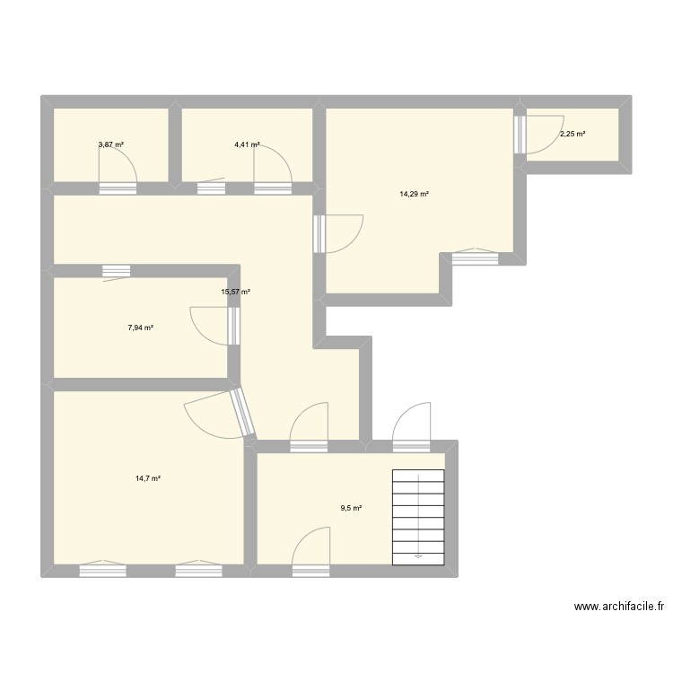 Plan crème glacée. Plan de 8 pièces et 73 m2
