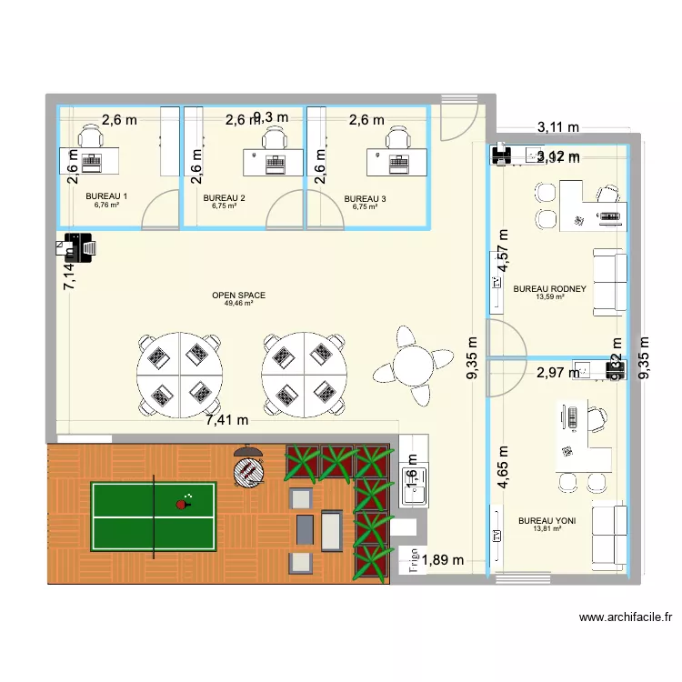 bureau natanya. Plan de 6  et 119 m²
