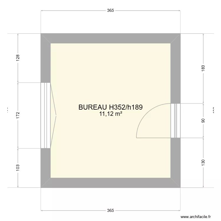 BUREAU. Plan de 1 Pièce et 11 m² BUREAU. Plan de 1 Pièce et 11 m²