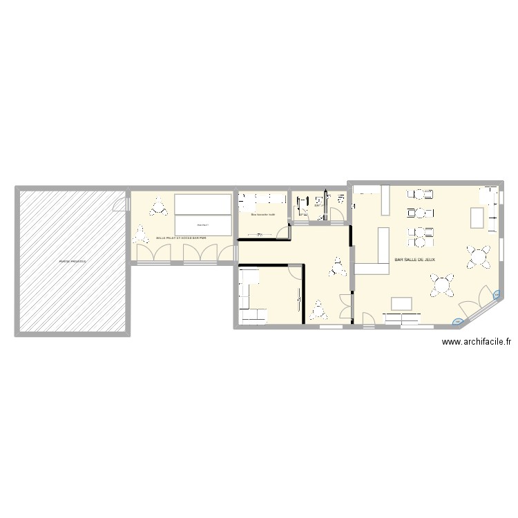 MASSACRET . Plan de 5 pièces et 203 m2