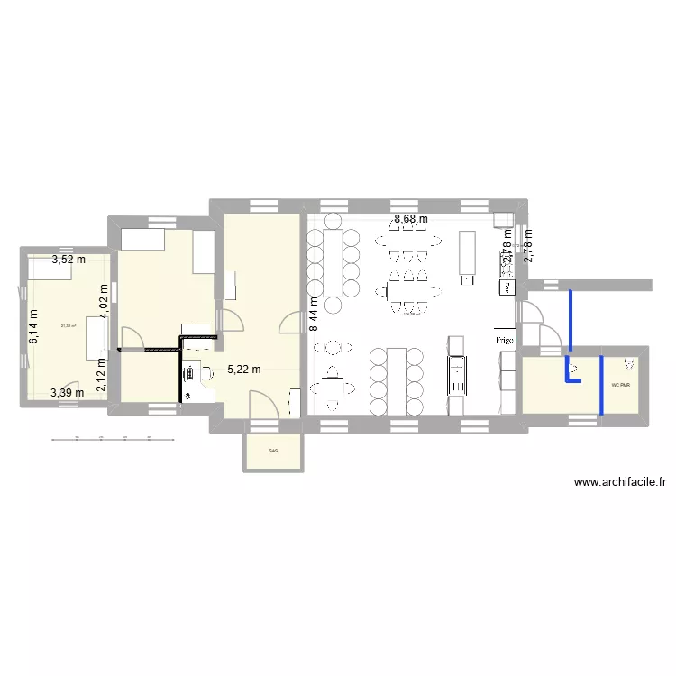 caf. Plan de 6  et 108 m²