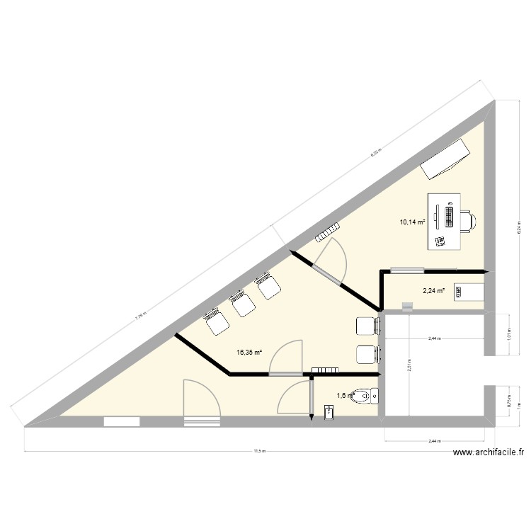 tesson. Plan de 4 pièces et 30 m2