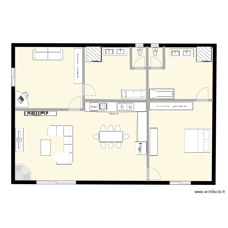 Maison DOMI. Plan de 1 pièce et 154 m2