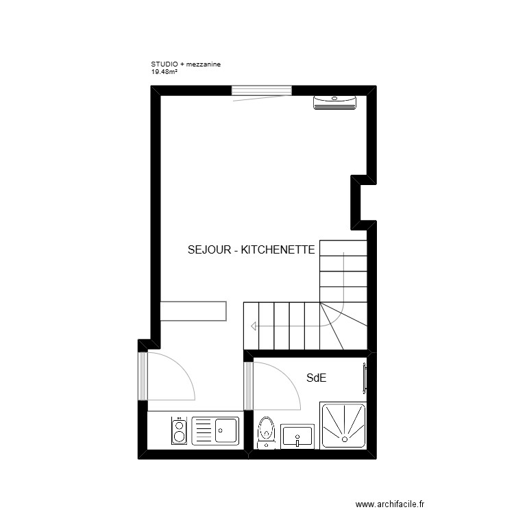 GIMENEZ. Plan de 2 pièces et 20 m2