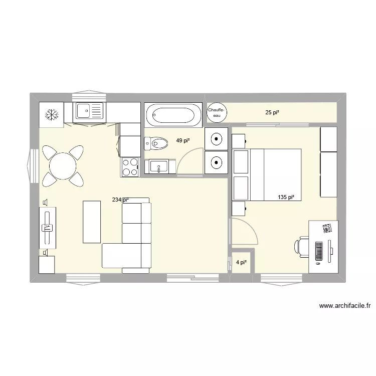 mini maison. Plan de 5  et 42 m²