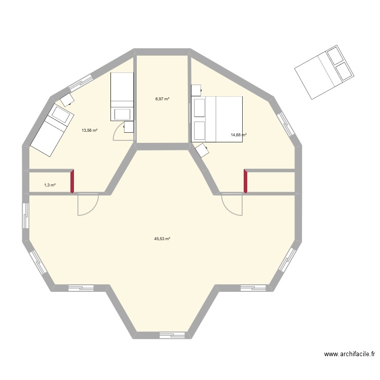 Maison jardin haut. Plan de 5 pièces et 82 m2