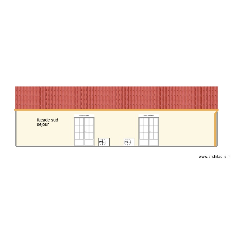 facade sejour. Plan de 1 pièce et 36 m2