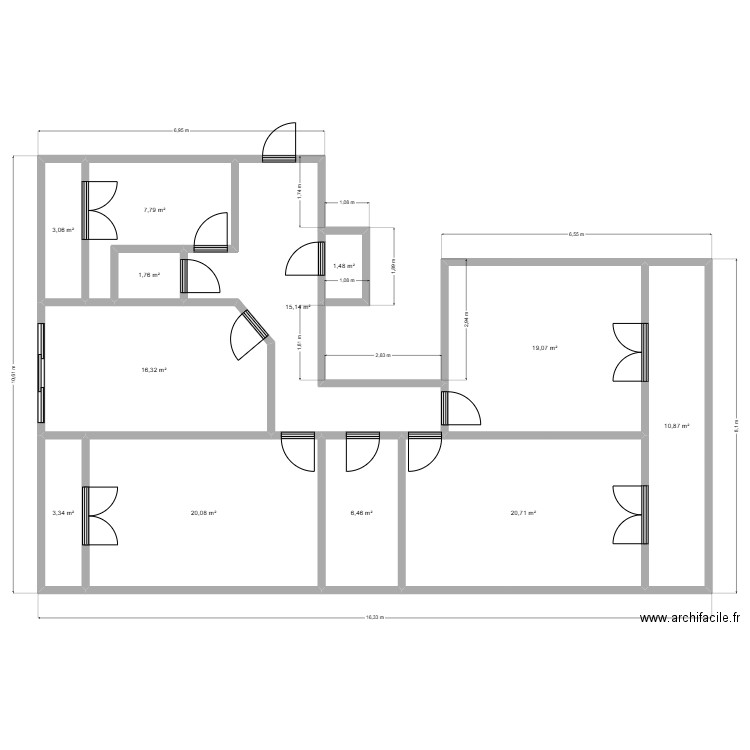 GOLF_old_1. Plan de 12 pièces et 126 m2