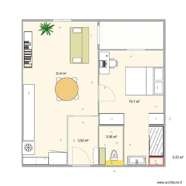 AppartSophie. Plan de 6 pièces et 48 m2
