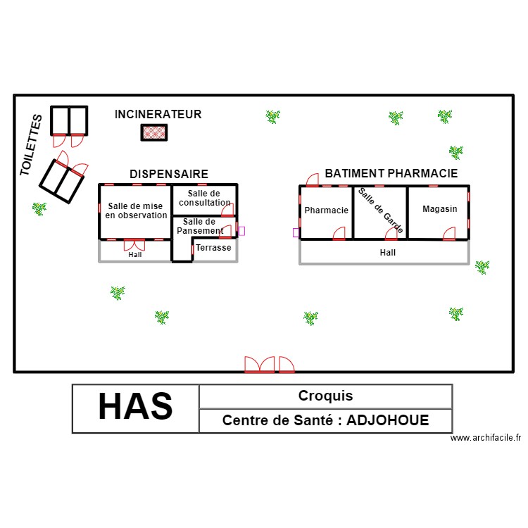 Vue en plan CS ADJOHOUE. Plan de 15 pièces et 755 m2