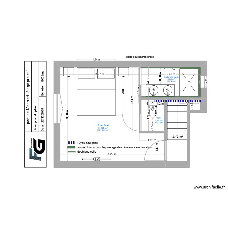 pont de Montvert  étagé projet 1. Plan de 0 pièce et 0 m2