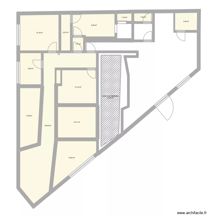 local perpi vabondance. Plan de 14  et 120 m²