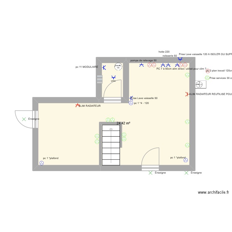 RMD ROTISSERIE. Plan de 2 pièces et 26 m2