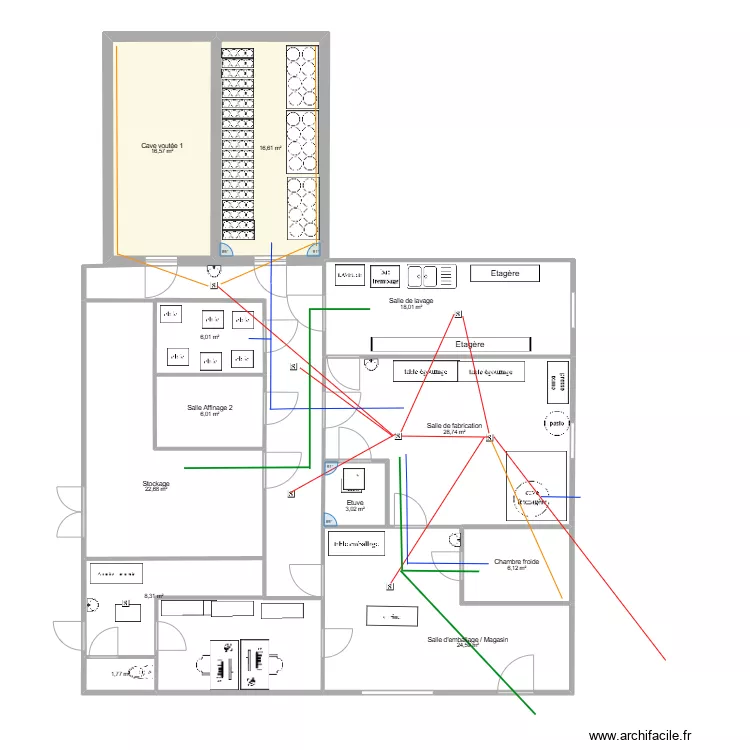 Plan Fromagerie am&eacute;nag&eacute; PMS. Plan de 