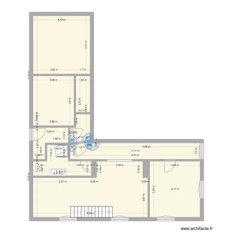 appart 1er gauche etape 3. Plan de 6 pièces et 98 m²