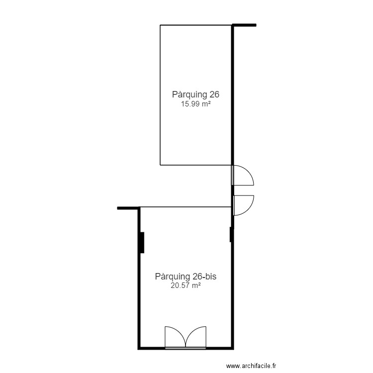 pleta d'ordino parquings wilimondo. Plan de 2 pièces et 37 m2