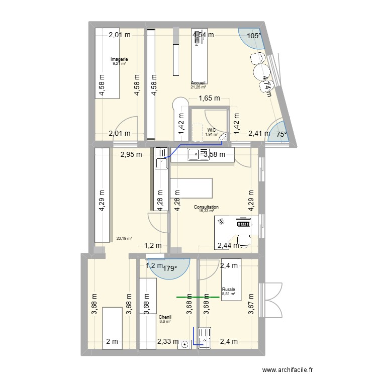 Brasq apres coulage 2. Plan de 7 pièces et 85 m2