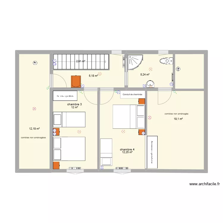 Chantelac R+2 PRUNIERES amenagement Meubles. Plan de 