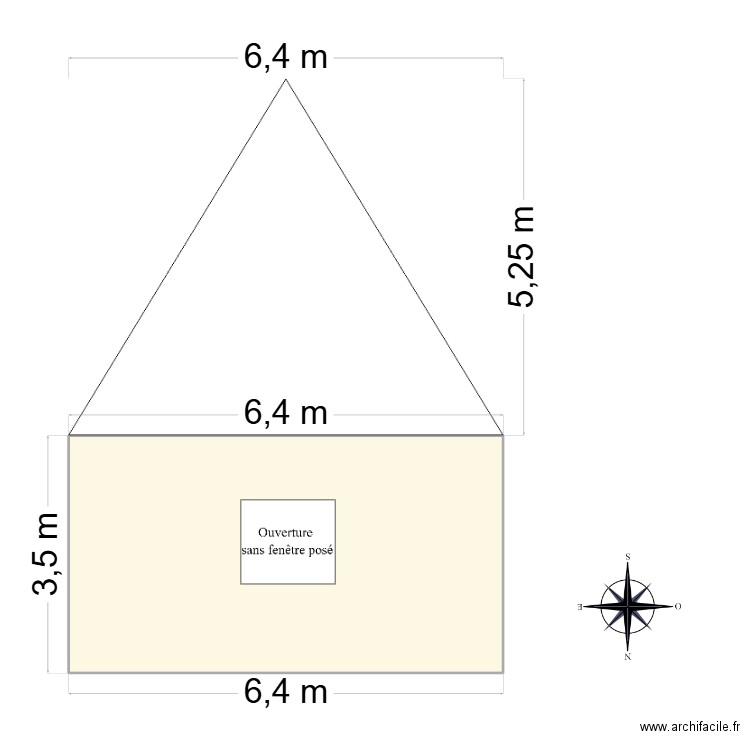 Façade Nord Avant. Plan de 1 pièce et 22 m2