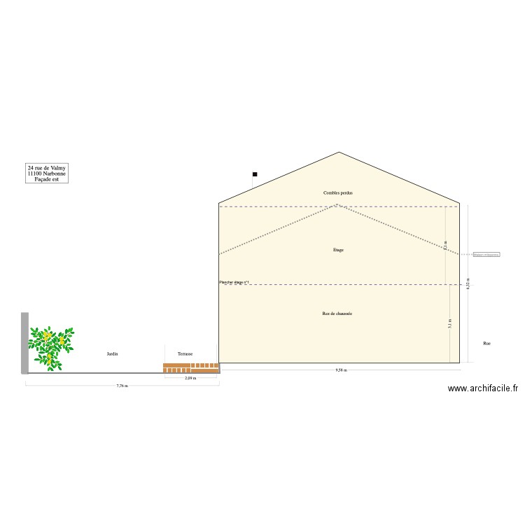 Face Ouest. Plan de 0 pièce et 0 m2