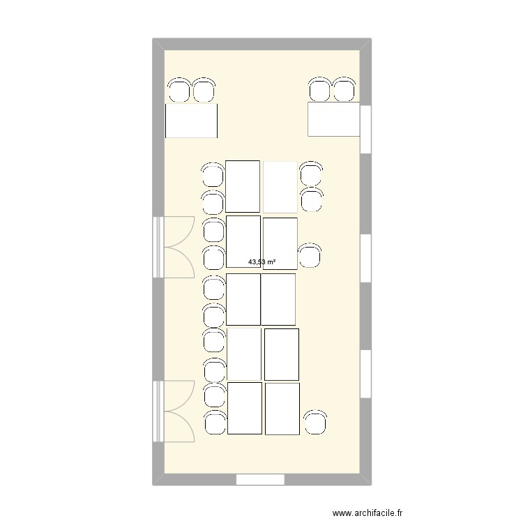 endoc01. Plan de 1 pièce et 44 m2