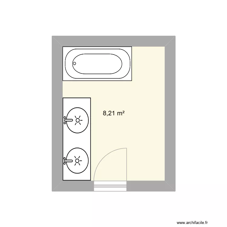 MONTAGUT Séverine sdb état initial. Plan de 1 pièce et 8 m² MONTAGUT Séverine sdb état initial. Plan de 1 pièce et 8 m²