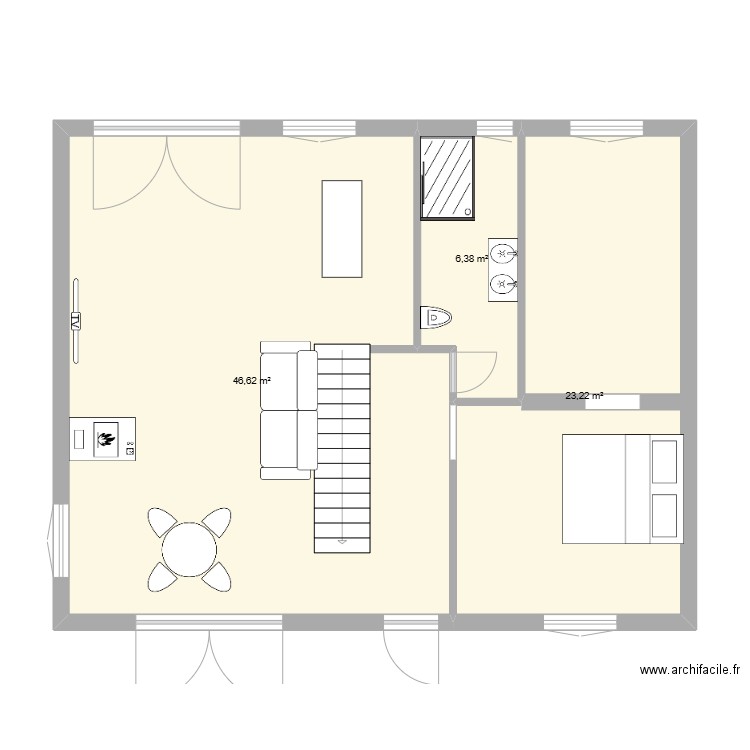 fougeres 2. Plan de 3 pièces et 76 m2