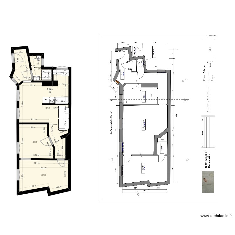 plan nha_v2. Plan de 5 pièces et 51 m2