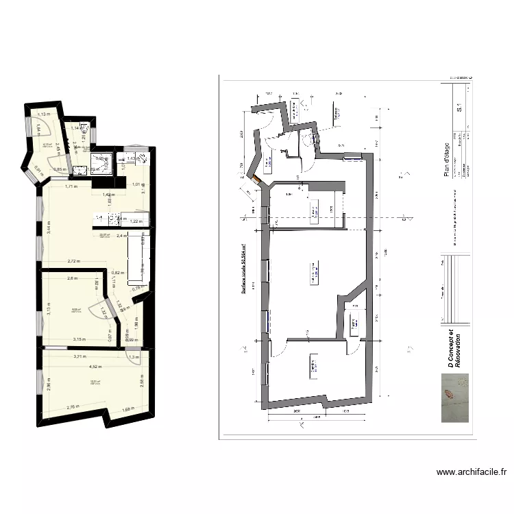plan nha_v2. Plan de 5 pièces et 51 m²