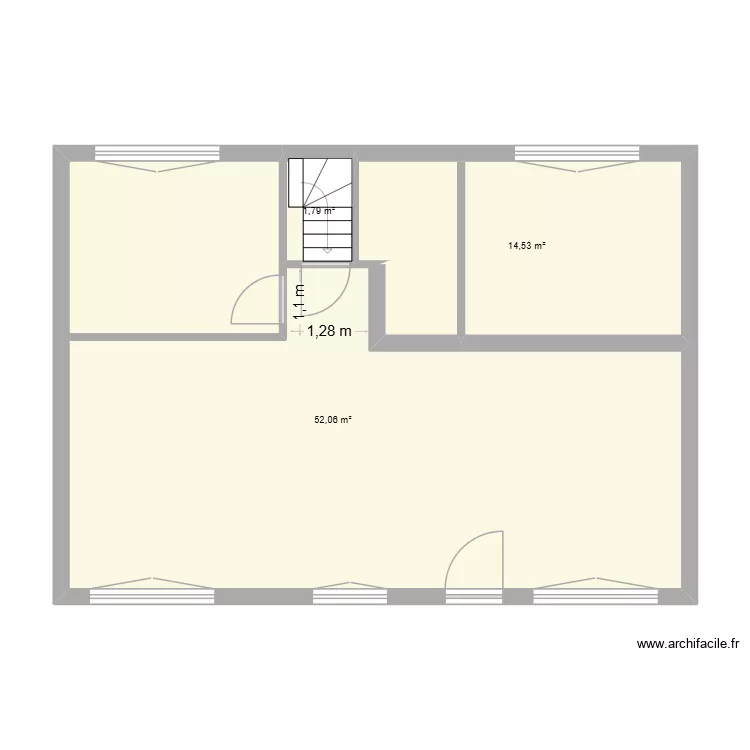 maison papi. Plan de 3 Pièces et 68 m²