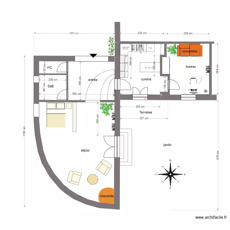 habitation Isa cot&eacute;e. Plan de 