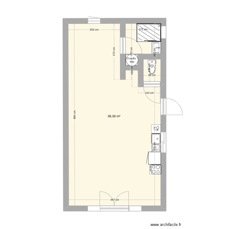 Maison Maryline. Plan de 1 pièce et 38 m2