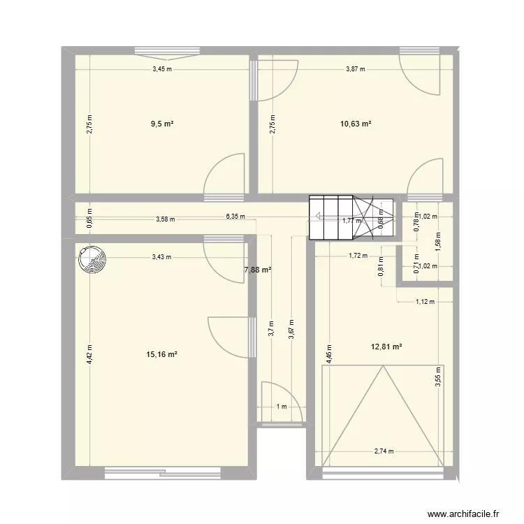 RDC Sophie portbail. Plan de 5  et 56 m²