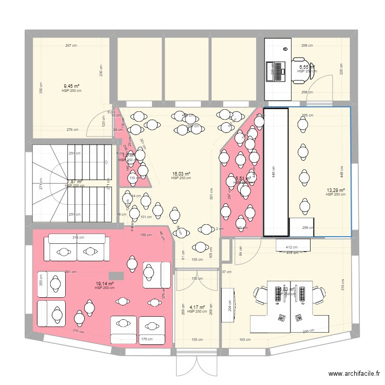 Reception Nereides principale V3. Plan de 14 pièces et 110 m2
