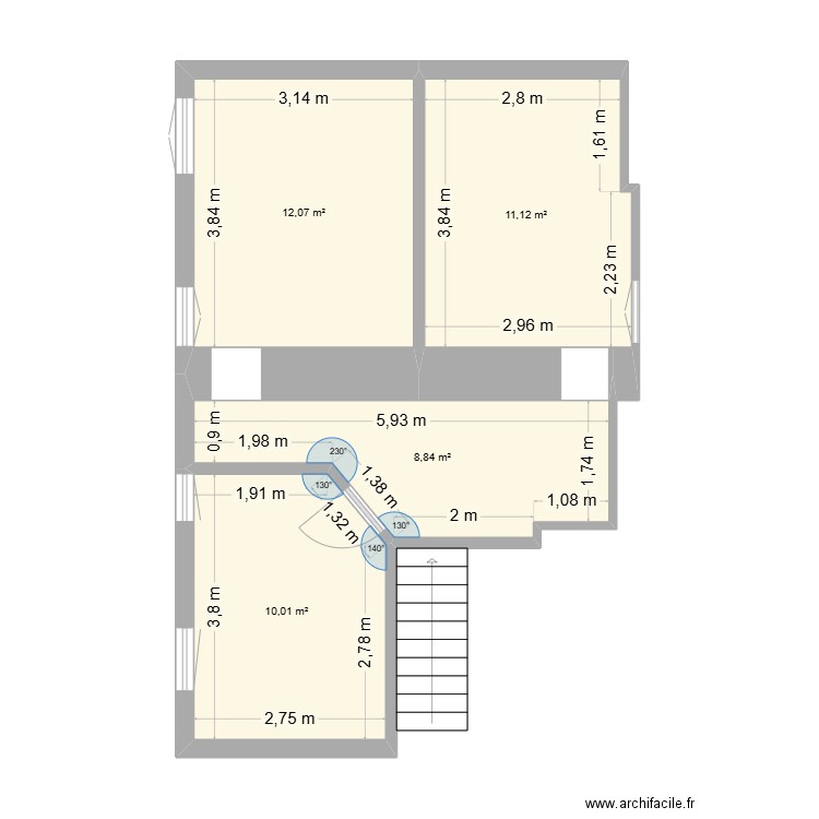 LA flotte 1er etage. Plan de 4 pièces et 42 m2
