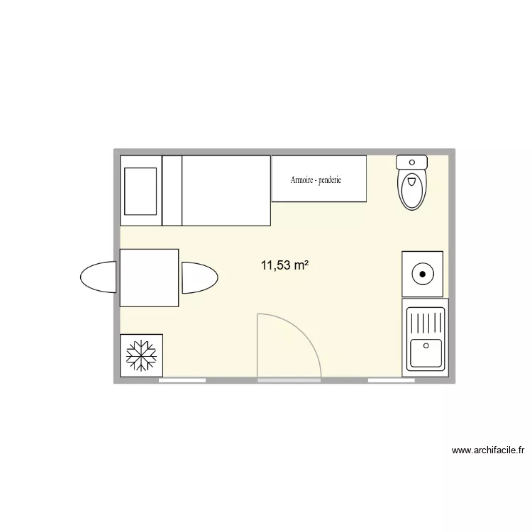 Buanderie. Plan de 1  et 12 m²
