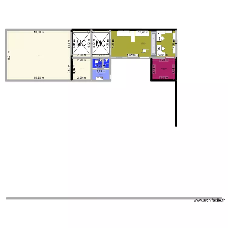 projet bellandi. Plan de 7  et 185 m²