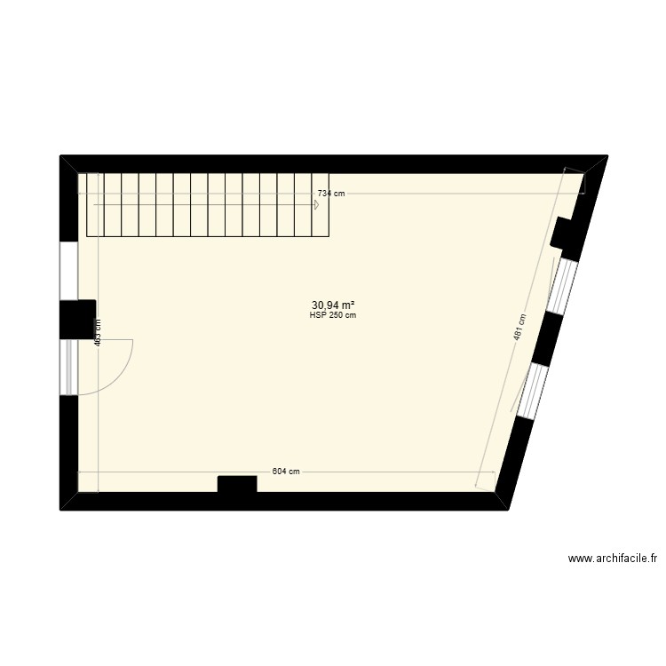 BERGEY 1er Etage Existant. Plan de 1 pièce et 31 m2