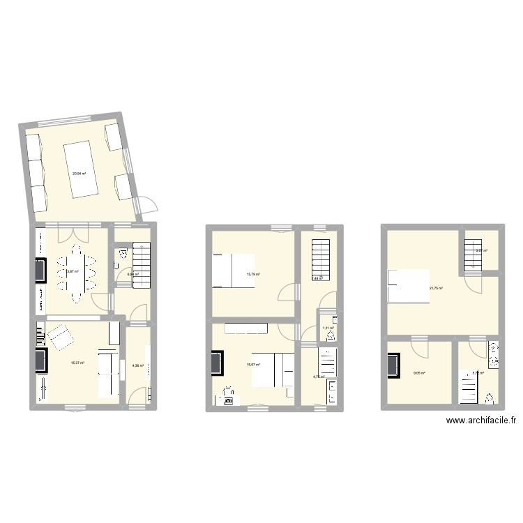 Gare v3 Papa. Plan de 14 pièces et 145 m2