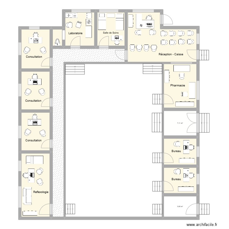 Hôpital Bavo 2. Plan de 14 pièces et 151 m2