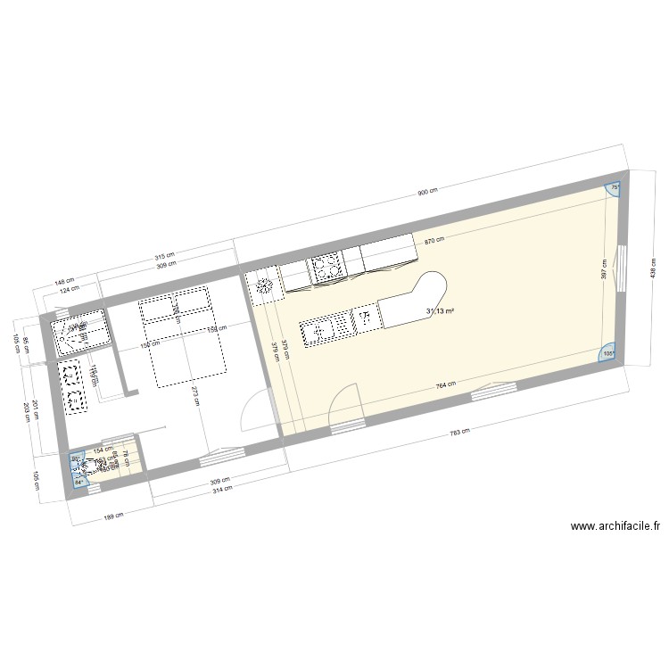 MAISON DU HAUT 1ÉR ETAGE 2. Plan de 4 pièces et 48 m2