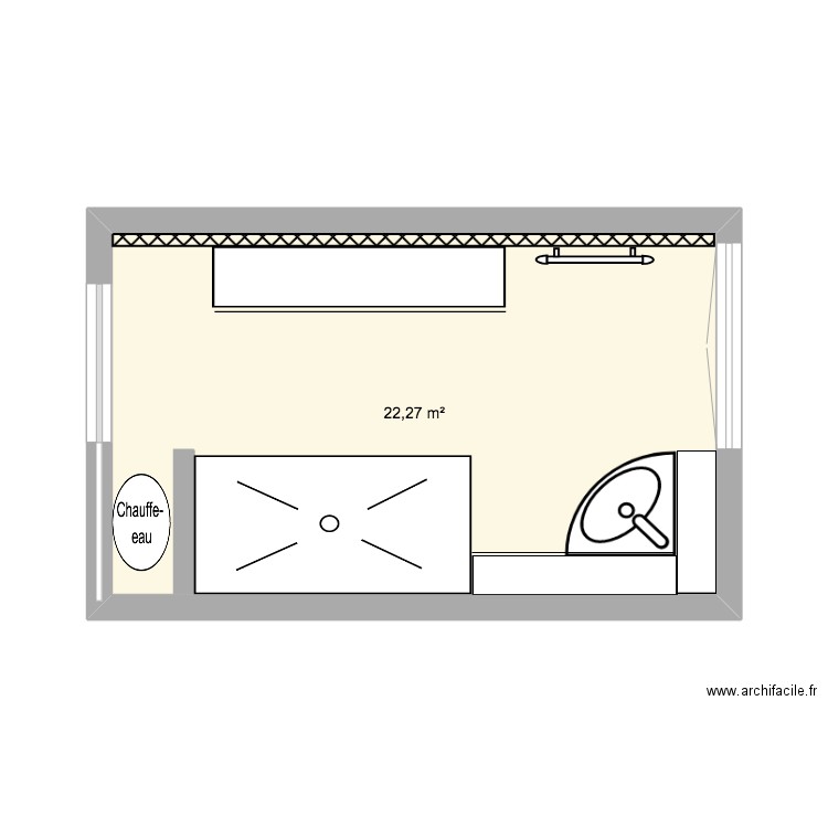 SDB Verte 2. Plan de 1 pièce et 22 m2