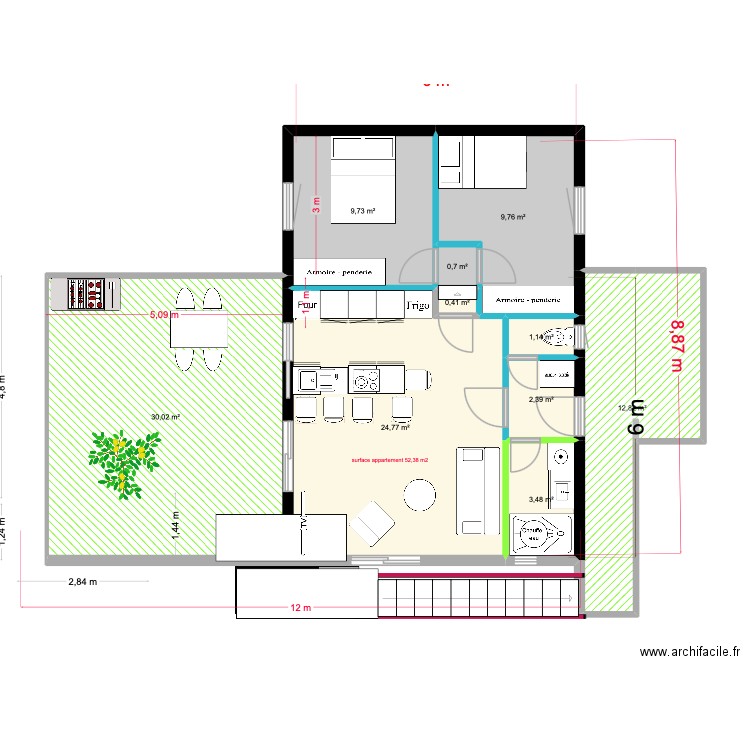 plateforme totale avec construction 1. Plan de 10 pièces et 95 m2