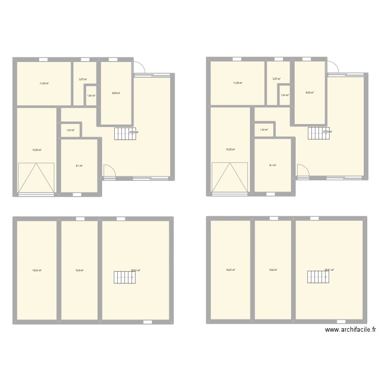 impasse couteaux. Plan de 22 pièces et 288 m2
