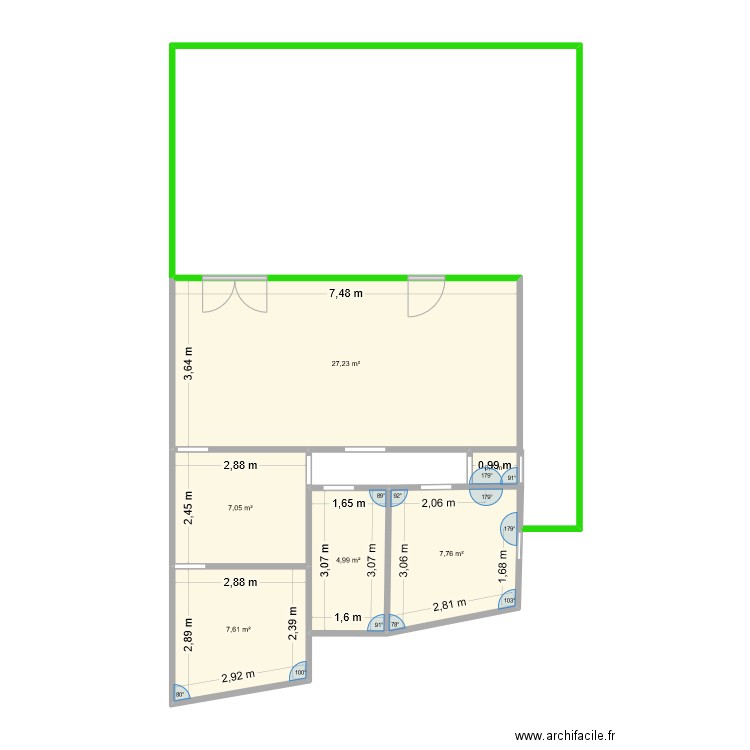 Maison le Cannet bas. Plan de 6 pièces et 55 m2