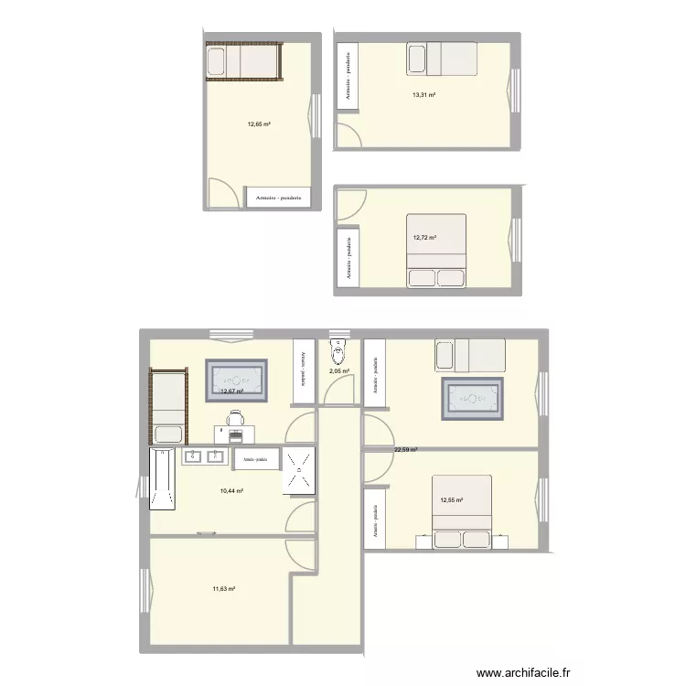 chambre maison villeneuve. Plan de 9 Pièces et 111 m²