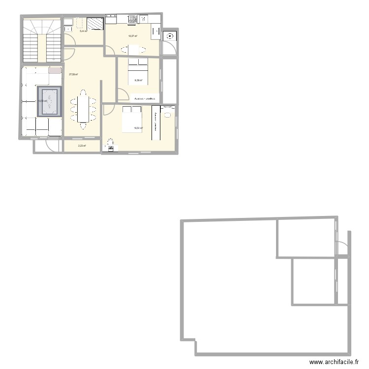 PLANN. Plan de 7 pièces et 85 m2